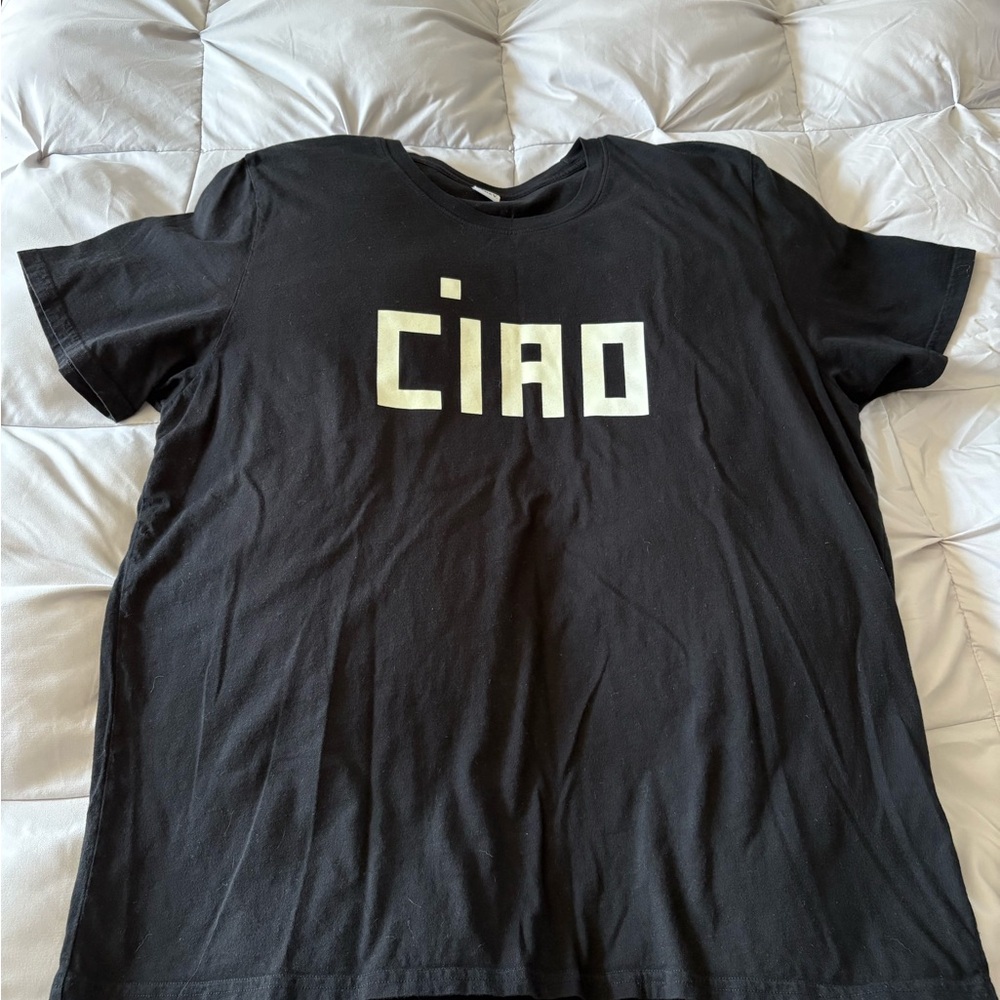 Clare V Black Tee with White 'CIAO' Graphic